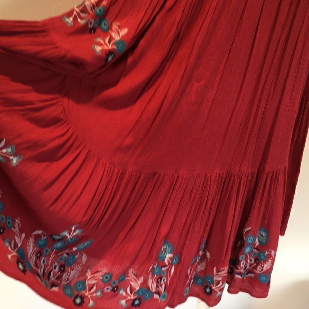 Free People Mini Dress Te Amo Floral Butterfly Sleeve Flow embroidered lined S - Picture 9 of 16